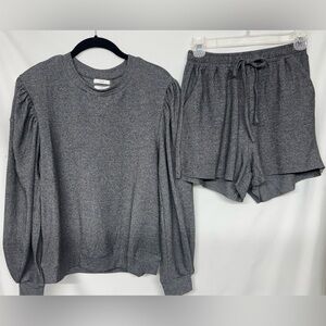 By The River Balloon Sleeve Knit Pullover &
Drawstring Shorts Lounge Set